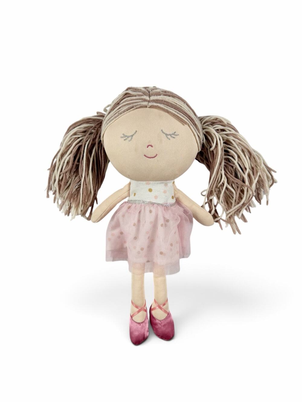 Kids Preferred Girls Ballerina Rag Doll Pink Tutu Yarn Hair 14”